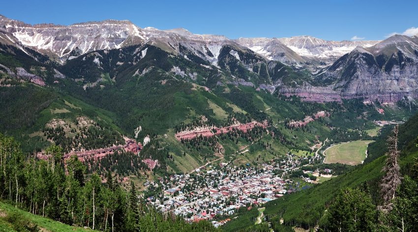 aerial view of telluride, colorado