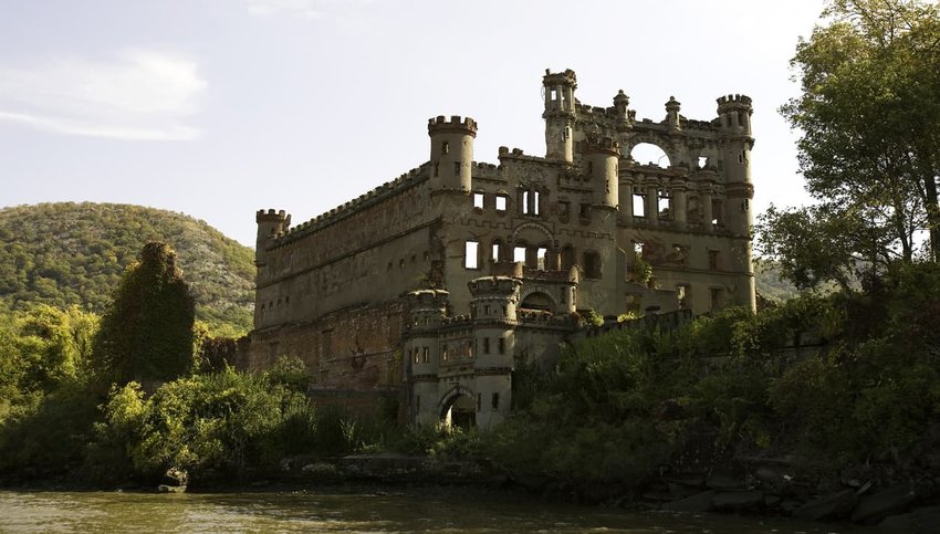 A view of Bannerman Castle, New York, from the Hudson River