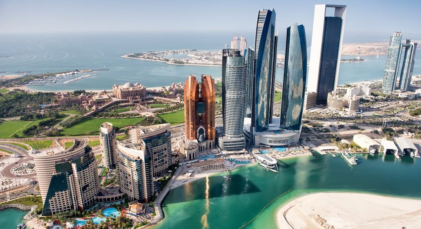 aerial view of Abu Dhabi skyline