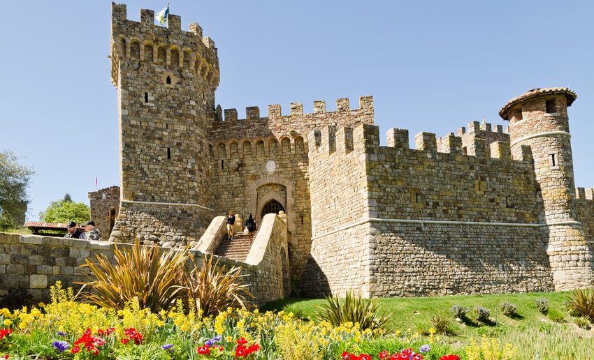 Facade of the Castello di Amorosa in Napa Valley, California