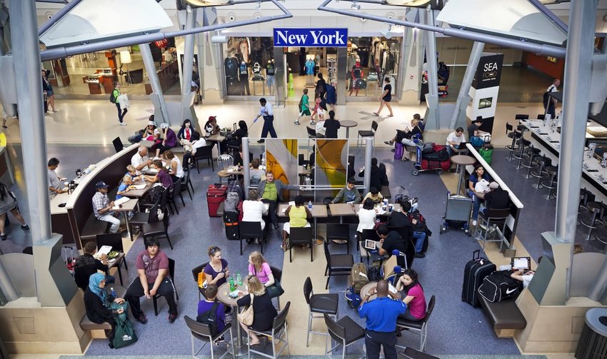 Airport New York City waiting people