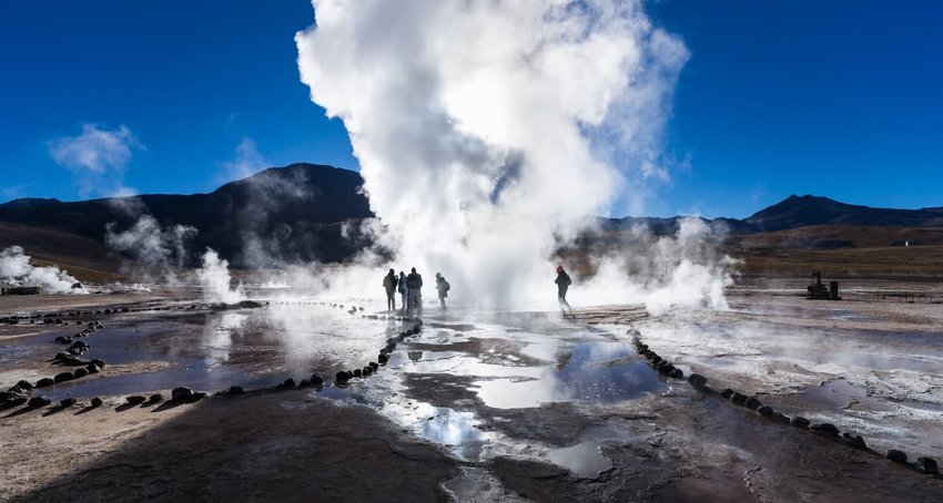 El Tatio Geysers at Sunrise, Andes Mountains, Chile