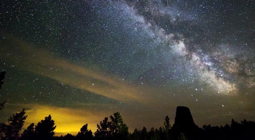 Night Sky Milky Way Galaxy at Devils Tower Monument