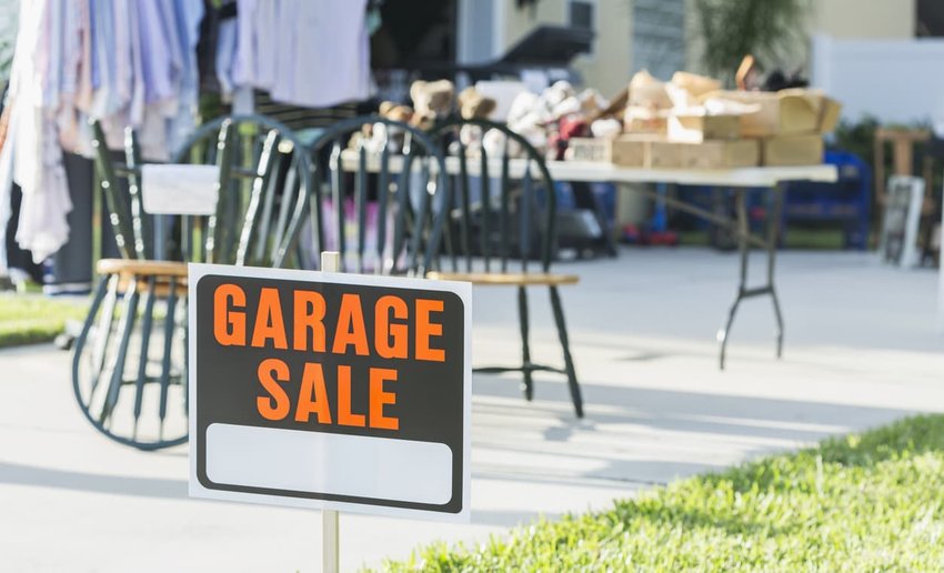 sign at a garage sale