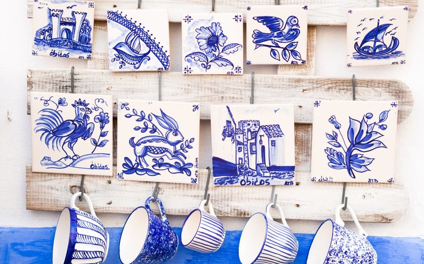 Portuguese pottery sold as souvenirs in Obidos