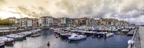 Port of Lekeitio and marina panoramic view. Basque Country, Vizcaya Province, Spain