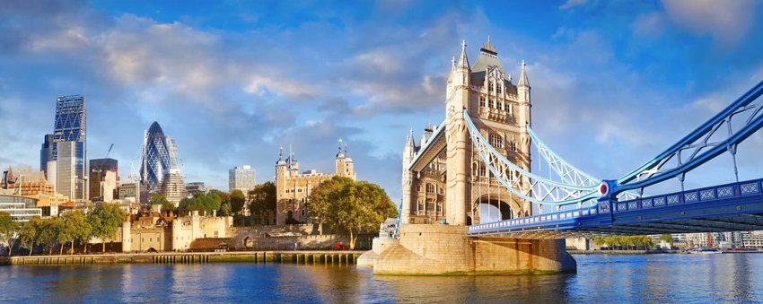 London city with the Tower bridge and the river Thames