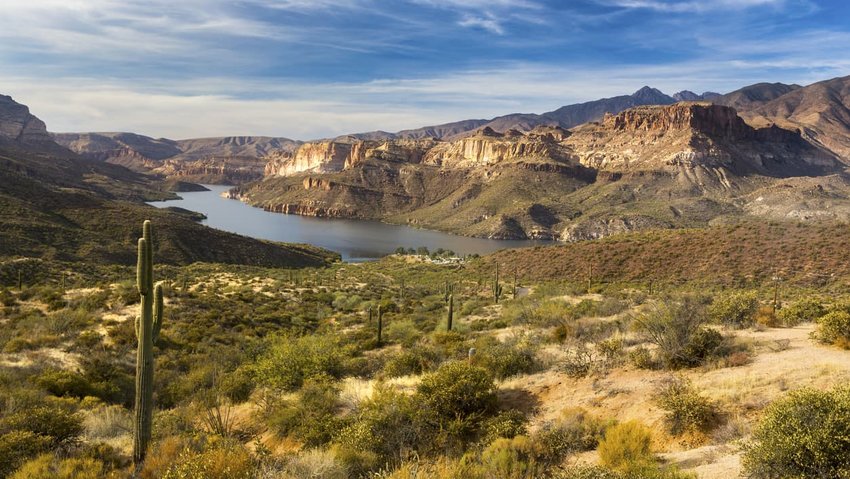 Apache Lake Scenic Landscape in Arizona Superstition Mountains