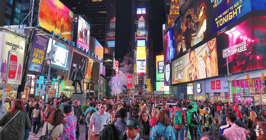 crowded Times Square, New York City