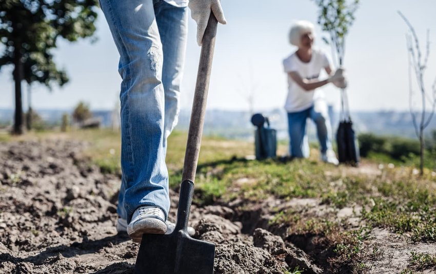 man digging