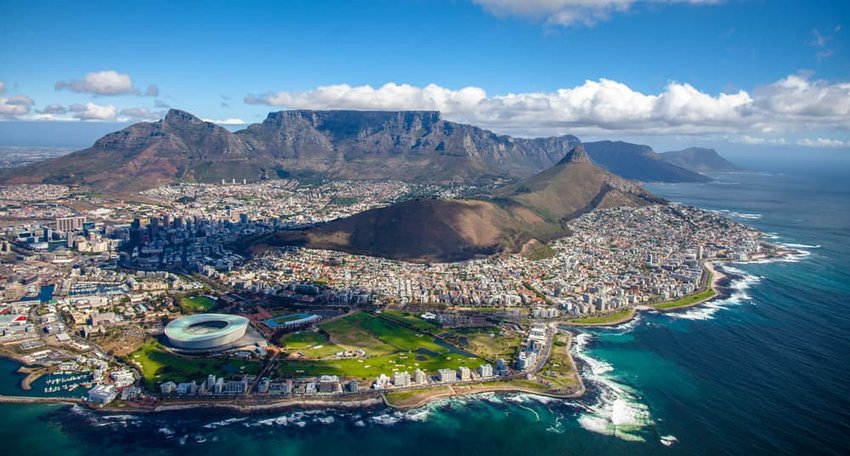 Aerial photo of Cape Town South Africa