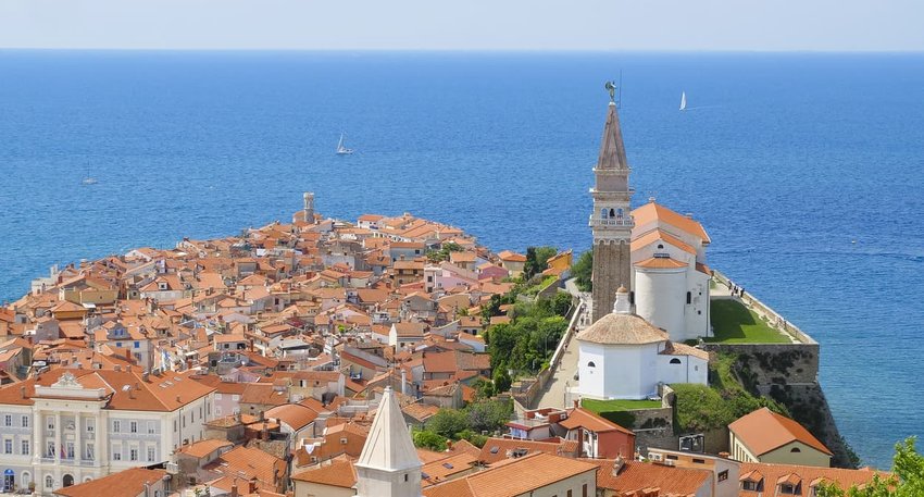 View of the old town of Piran. Slovenian Adriatic coast - Istria