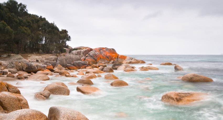 blurry ocean coast, Tasmania