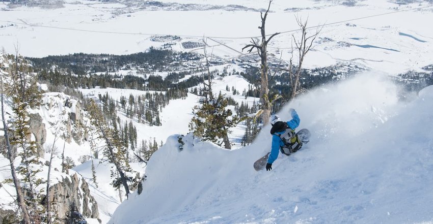 Extreme backcountry snowboarding, Jackson Hole, Wyoming