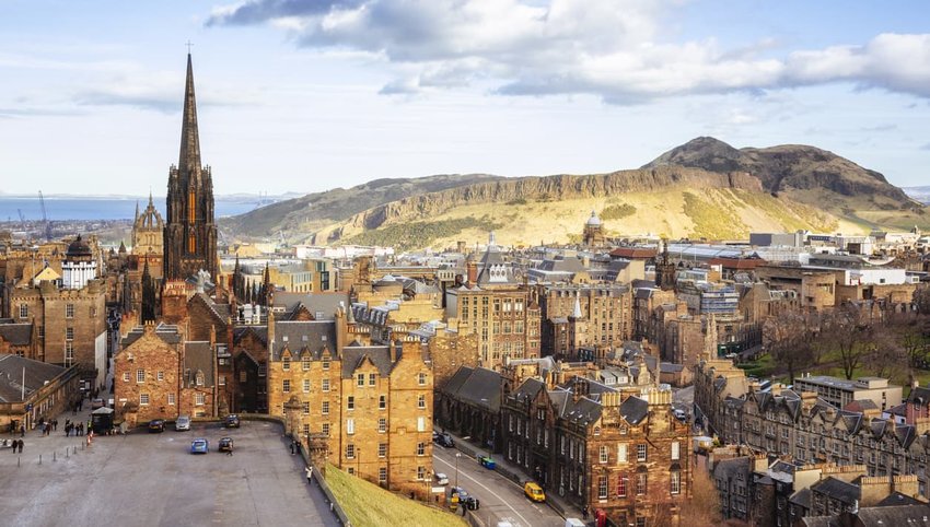 Looking Over Edinburgh Old Town To Arthurs Seat