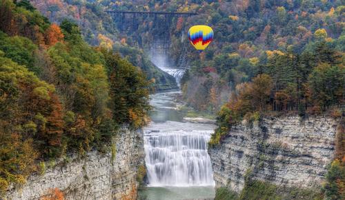 Hot Air Balloon Over The Middle Falls