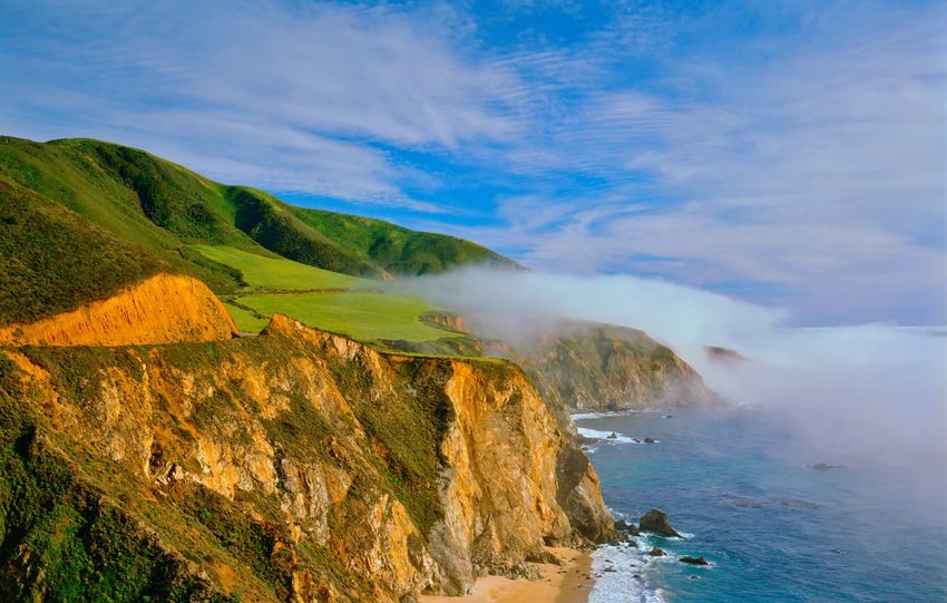 Sign In California coast shoreline with Big Sur rocky cliffs