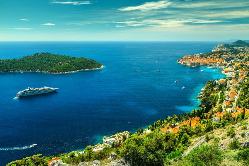 Amazing panoramic view of the walled city Dubrovnik, Dalmatia, Croatia