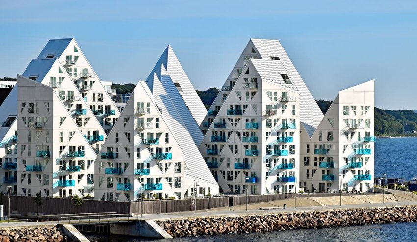 Buildings of the residential complex 'Isbjerget' (Iceberg), Aarhus, Denmark