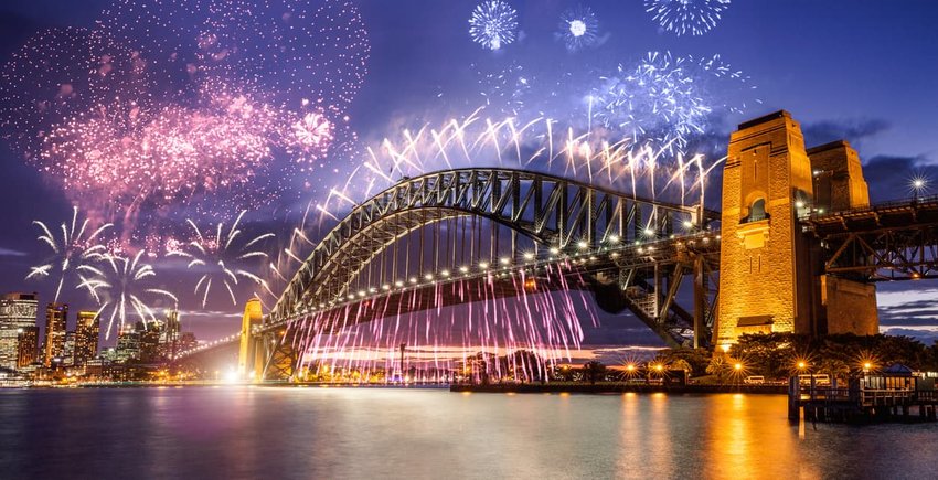 New Year's day fireworks and celebrations in Sydney