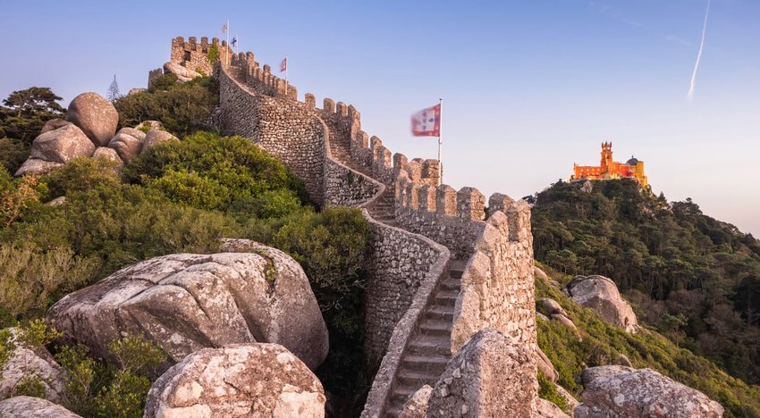 Moorish Castle and Pena Palace in Sintra, Portugal