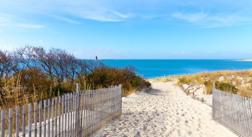 Path to the beach at Cape Henlopen in Lewes, Delaware along the Atlantic Ocean