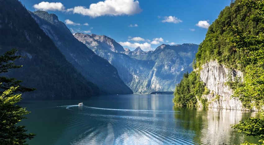 Konigssee Idyllic alpine lake in Berchtesgaden, Bavaria, Germany