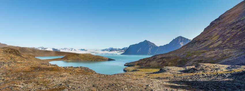 View of the Signehamna,at Spitsbergen, Svalbard, Norway.