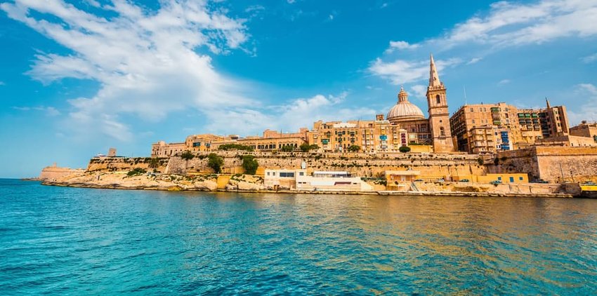 view on Valletta with its architecture from the sea