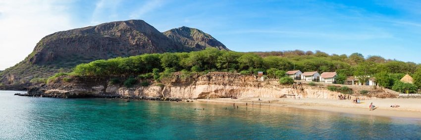 Panoramic view of Tarrafal beach in Santiago island in Cape Verde