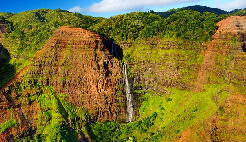 Stunning view into Waimea Canyon, also known as the Grand Canyon of the Pacific, Kauai, Hawaii