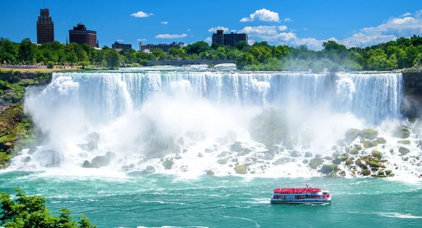 Beautiful Niagara Falls on a clear sunny day. Niagara, Canada