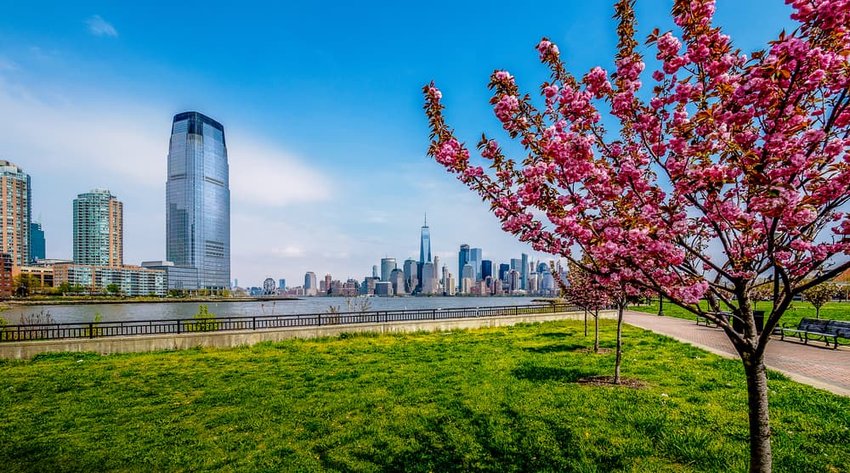 Manhattan Skyline from New Jersey Shore - Liberty State Park.