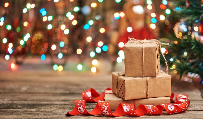 Gift boxes with a large red bow