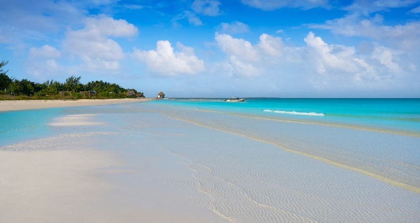 Holbox Island turquoise beach in Quintana Roo of Mexico