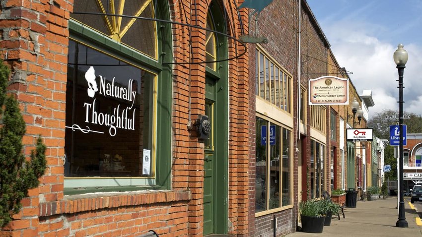 Brownsville Oregon Historic Main Street View Brick Storefronts