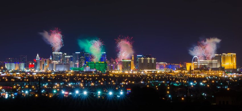 Firework over Las Vegas Strip