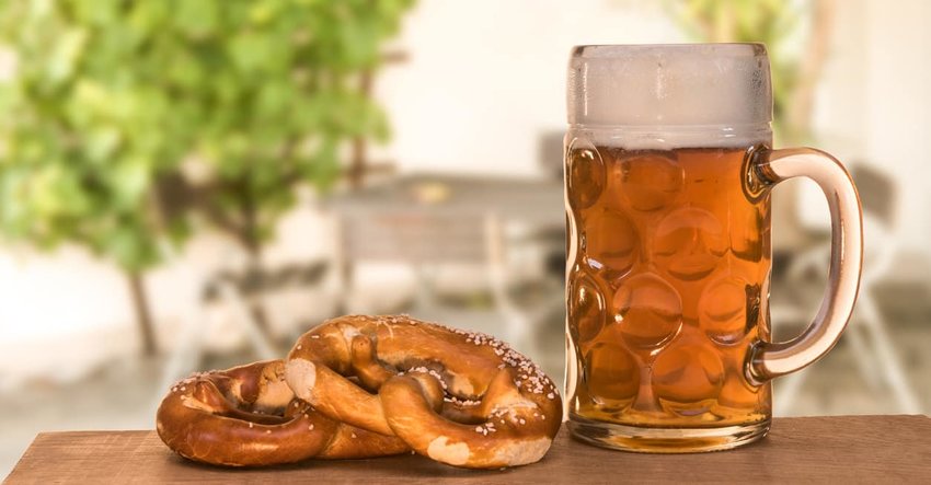 Beer and pretzel in the beer garden