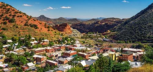 Panorama of Bisbee and Mule Mountains in Arizona