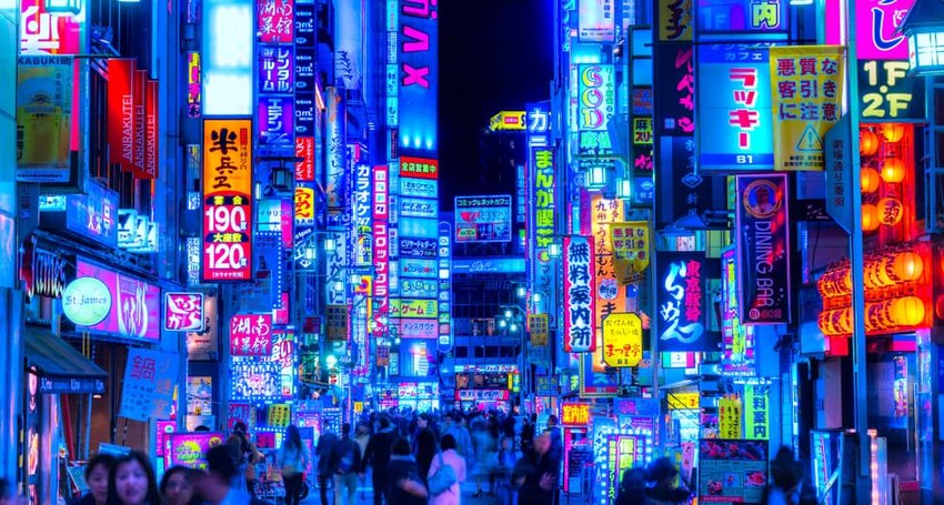 Billboards in Shinjuku's Kabuki-cho district, Tokyo, Japan