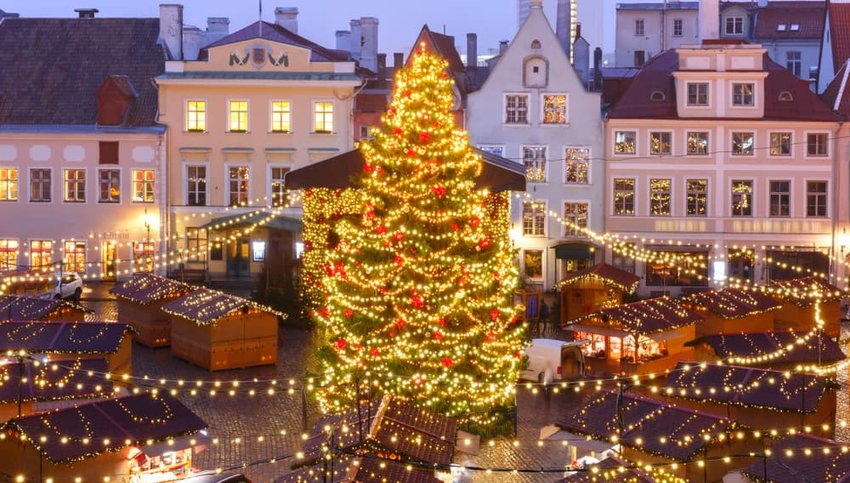 Christmas Market at Town Hall Square or Raekoja plats, Tallinn, Estonia