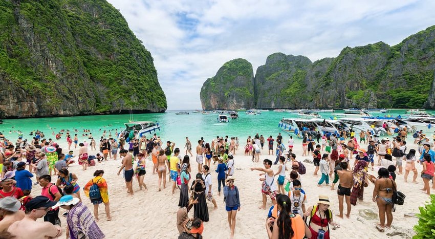 Tourists enjoying Phi Phi Island, Thailand