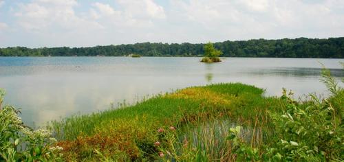 Beautiful view of the reservoir in Eagle Creek Park, Indiana