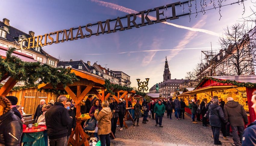 Christmas market in central Copenhagen, Denmark