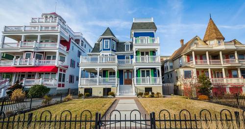 Houses along Beach Avenue, in Cape May, New Jersey