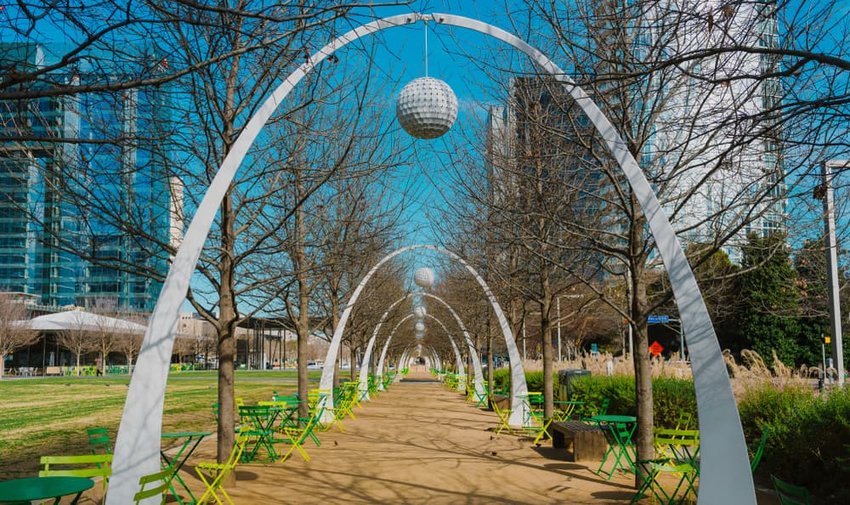 View from Klyde Warren Park, Downtown Dallas, Texas