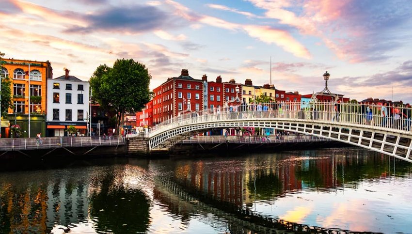 Photo of Dublin buildings from across a river