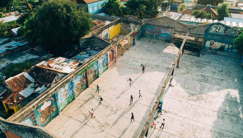 aerial-shot-of-kids-playing