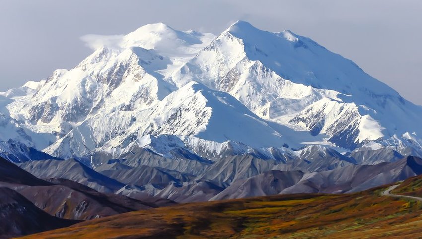 Photo of a snow-covered mountain