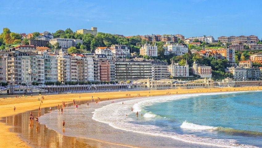 Sandy beach in San Sebastian, Spain